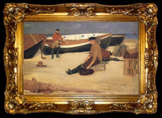 framed  Joseph E.Southall Cleaning the Lines, ta009-2
